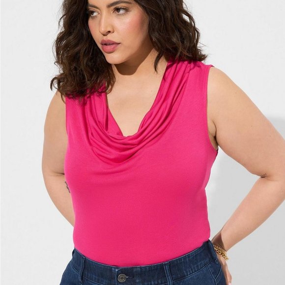 NWT Torrid Pink Studio Tissue Jersey Drape Neck Tank - Picture 4 of 4